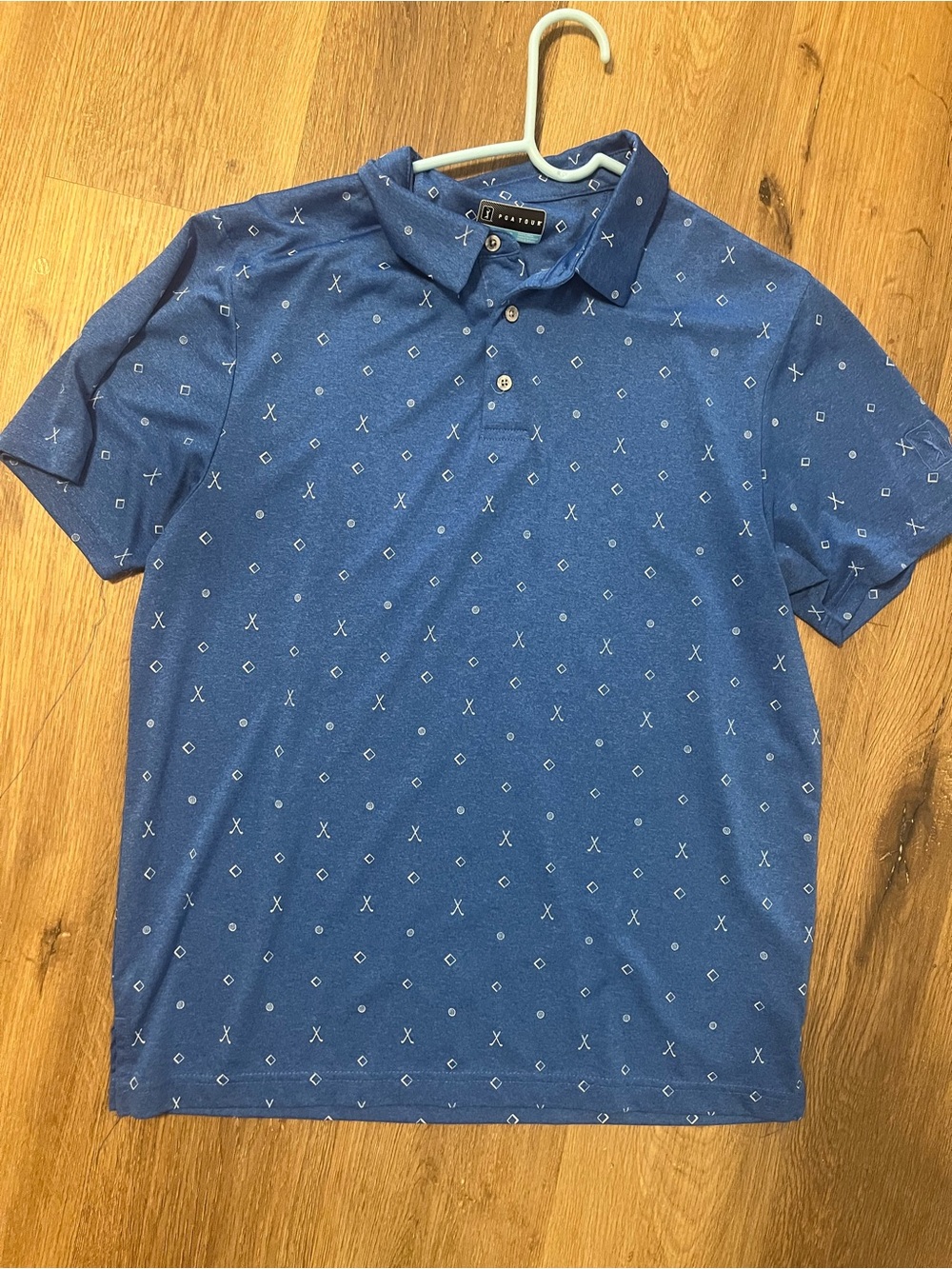 PGA Tour Blue Printed Golf Polo